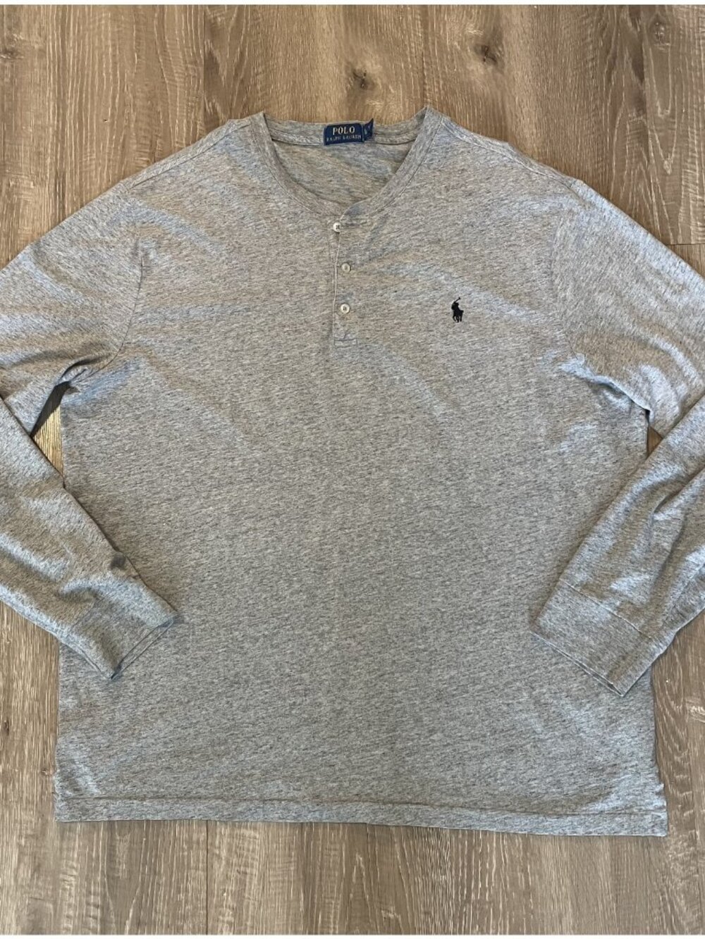 Polo Ralph Lauren Men's Gray XL Henley Crewneck Long Sleeve Shirt
